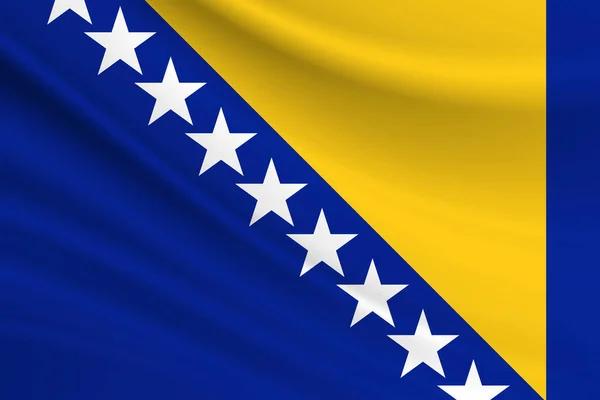 Bandeira Bósnia Herzegovina Textura Tecido Bandeira Bósnia Herzegovina — Fotografia de Stock