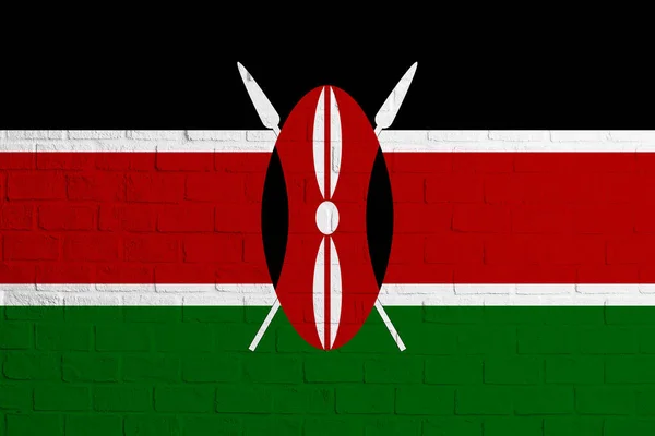 Keňská Vlajka Cihlová Zeď Keňskou Vlajkou — Stock fotografie