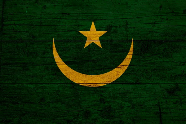 モーリタニアの国旗 モーリタニアの国旗の木の質感 — ストック写真