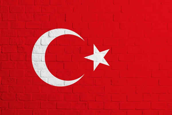 Vlag Van Turkije Baksteen Muur Textuur Van Vlag Van Turkije — Stockfoto