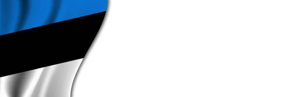 Эстонский Флаг Белом Фоне Белый Фон Местом Текста Возле Флага — стоковое фото