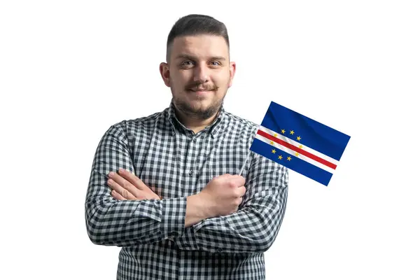 Weißer Typ Mit Einer Flagge Der Kapverdischen Inseln Die Selbstbewusst — Stockfoto