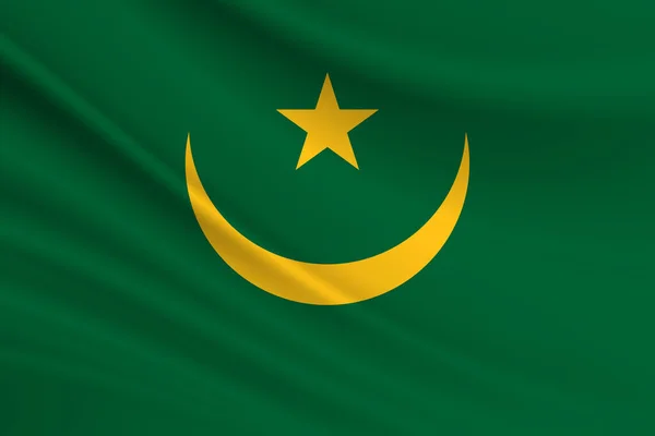 毛里塔尼亚国旗 毛里塔尼亚国旗的面料质地 — 图库照片