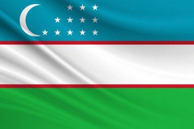 Özbekistan bayrağı. Özbekistan bayrağının kumaş dokusu.
