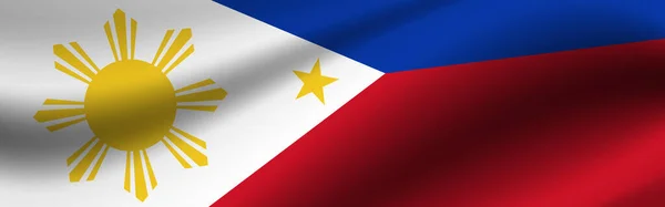 Banner Dengan Bendera Filipina Tekstur Kain Dari Bendera Filipina — Stok Foto