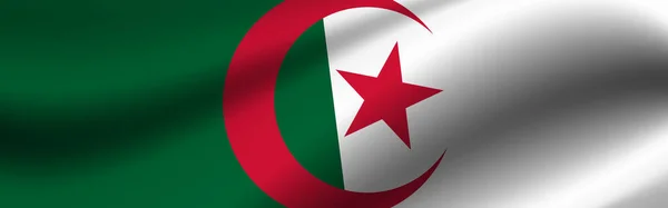 Знамя Флагом Алжира Ткань Флага Алжира — стоковое фото