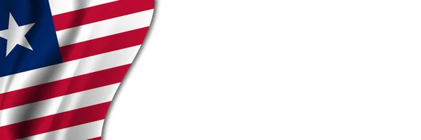 Bandiera Liberia Sfondo Bianco Fondo Bianco Con Testo Vicino Alla — Foto Stock