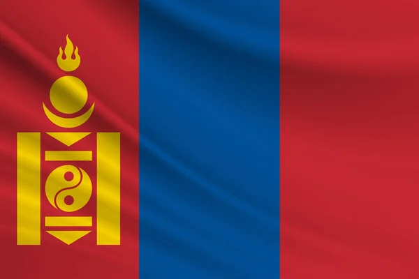 Flag Mongolia Fabric Texture Flag Mongolia — Fotografia de Stock