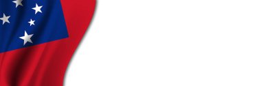 Samoa flag on white background. White background with place for text near the flag of Samoa.