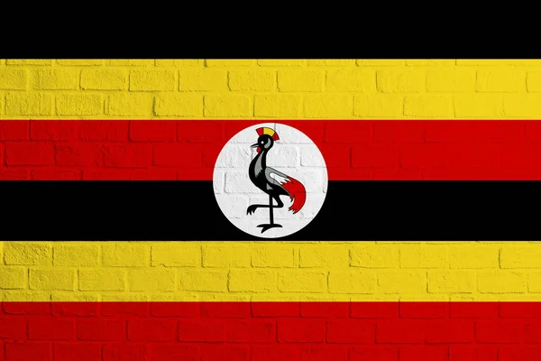 Flag Uganda Brick Wall Texture Flag Uganda — Stock fotografie