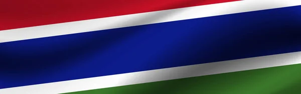 Banner with the flag of Gambia. Fabric texture of the flag of Gambia.