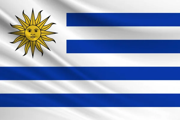 Uruguay Bayrağı Uruguay Bayrağının Kumaş Dokusu — Stok fotoğraf