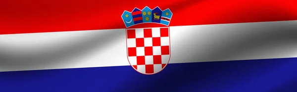 Baner Flagą Chorwacji Tekstura Tkaniny Flagi Chorwacji — Zdjęcie stockowe