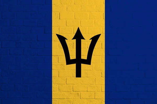 Σημαία Μπαρμπάντος Τοίχος Τούβλο Υφή Της Σημαίας Του Μπαρμπάντος — Φωτογραφία Αρχείου