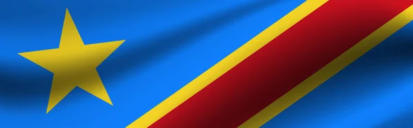 Banner Met Vlag Van Democratische Republiek Congo Stofstructuur Van Vlag — Stockfoto