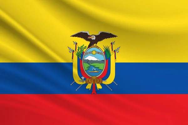 Flaga Ekwador Tekstura Tkaniny Flagi Ekwador — Zdjęcie stockowe