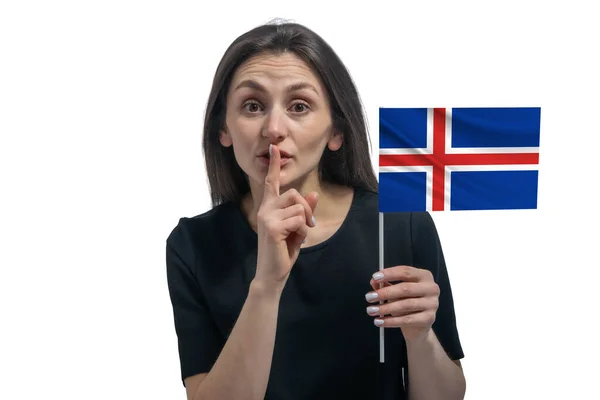 아이슬란드의 국기를 배경에서 고립된 입술을 내밀고 — 스톡 사진