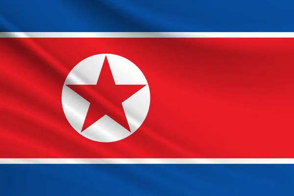 Bandera Corea Del Norte Textura Tela Bandera Corea Del Norte — Foto de Stock
