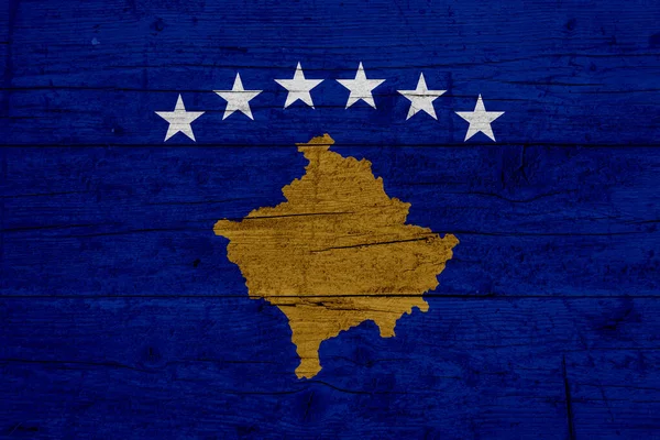 Flagge Des Kosovo Holzstruktur Der Flagge Des Kosovo — Stockfoto