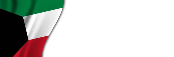 Флаг Кувейта Белом Фоне Белый Фон Местом Текста Возле Флага — стоковое фото