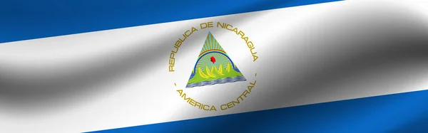 Banner Σημαία Της Νικαράγουας Ύφασμα Της Σημαίας Της Νικαράγουας — Φωτογραφία Αρχείου