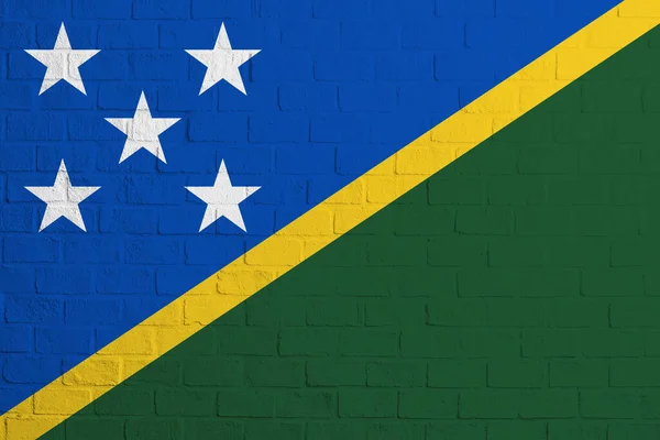 Vlag Van Salomonseilanden Brick Muur Textuur Van Vlag Van Salomonseilanden — Stockfoto