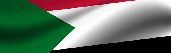 Sudan Bayrağı Taşıyan Pankart Sudan Bayrağının Kumaş Dokusu — Stok fotoğraf
