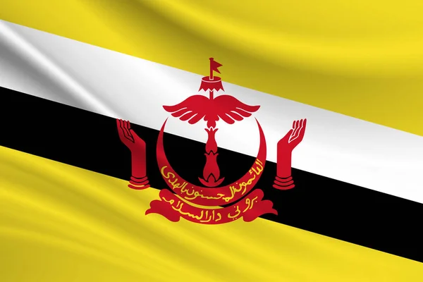 Bandeira Brunei Textura Tecido Bandeira Brunei — Fotografia de Stock