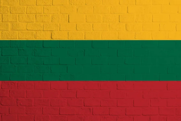 Litvánia Zászlója Téglafal Szerkezete Zászló Litvánia — Stock Fotó