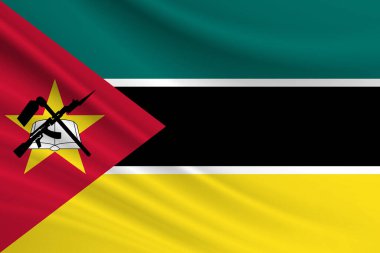 Mozambik bayrağı. Mozambik bayrağının kumaş dokusu.