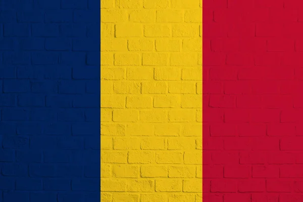 Chadova Vlajka Struktura Cihlové Stěny Vlajky Čadu — Stock fotografie