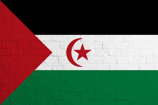 Zászló Western Sahara Tégla Fal Textúrája Zászló Western Sahara — Stock Fotó