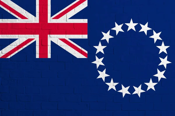 Bandeira Das Ilhas Cook Textura Parede Tijolo Bandeira Das Ilhas — Fotografia de Stock