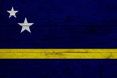 Curacao bayrağı. Curacao bayrağının ahşap dokusu.