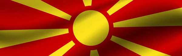 Banner Flag Northern Macedonia Fabric Texture Flag Northern Macedonia — Stock Photo, Image