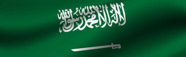 Suudi Arabistan bayrağının bayrağını taşıyan bayrak..