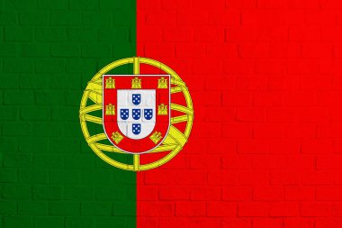 Portekiz bayrağı. Portekiz bayrağının tuğla duvar dokusu.