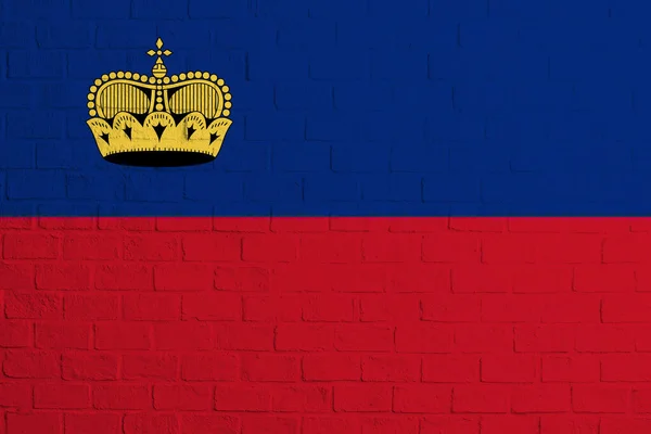 Vlag Van Liechtenstein Brick Wall Textuur Van Vlag Van Liechtenstein — Stockfoto