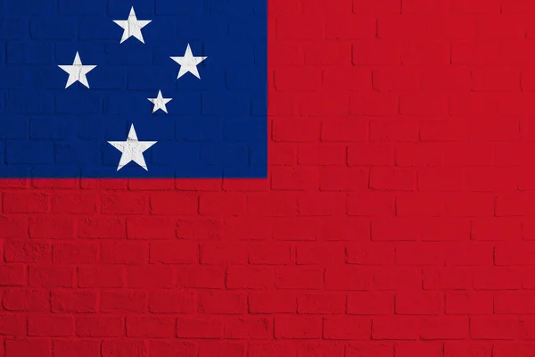 Flag Samoa Brick Wall Texture Flag Samoa — Stock Photo, Image