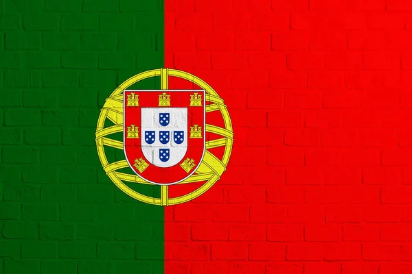 ポルトガルの国旗 ポルトガルの国旗のレンガ壁の質感 — ストック写真