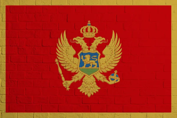 Bandeira Montenegro Textura Parede Tijolo Bandeira Montenegro — Fotografia de Stock