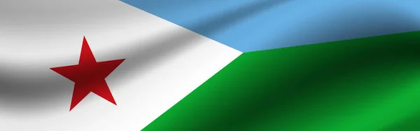 Знамя Флагом Джибути Ткань Флага Джибути — стоковое фото