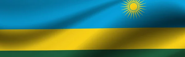 Ruanda Bayrağıyla Bayrak Ruanda Bayrağının Kumaş Dokusu — Stok fotoğraf