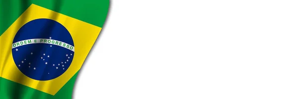 Brazylia Flaga Białym Tle Białe Tło Miejscem Tekst Przy Fladze — Zdjęcie stockowe