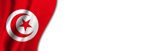 Flaga Tunezji Białym Tle Białe Tło Miejscem Tekst Przy Fladze — Zdjęcie stockowe