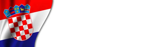 克罗地亚国旗白色背景 在克罗地亚国旗附近有白色背景的文字 — 图库照片