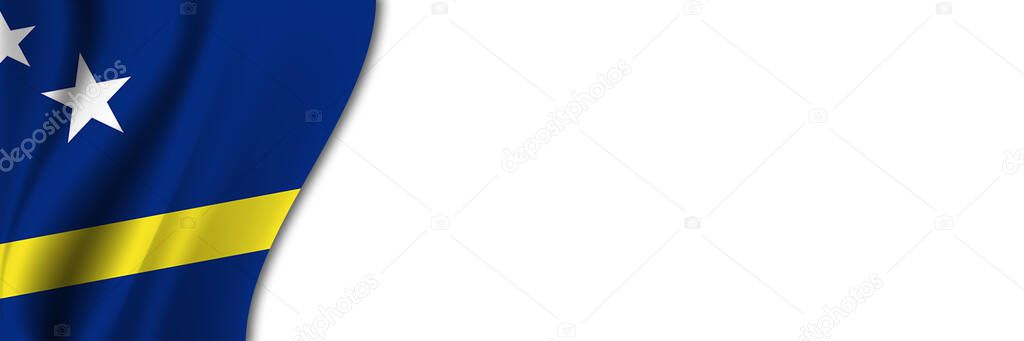 Curacao flag on white background. White background with place for text near the flag of Curacao.