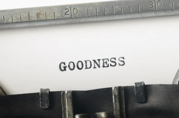 Word goodness typed on  typewriter — Stock Photo, Image