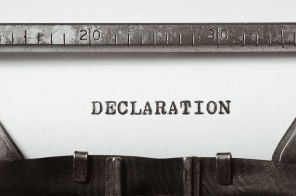 Deklaracji słowa napisane na maszynie do pisania — Zdjęcie stockowe