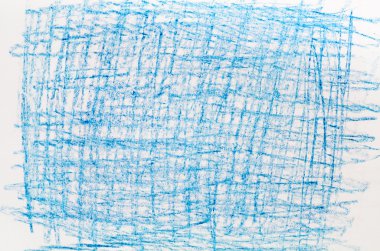 Mavi Tebeşir beyaz kağıt üzerine çizim 